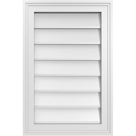 Ekena Millwork Vertical Surface Mount PVC Gable Vnt: Non-Functional, w/2"W x 1-1/2"H, Brickmould Frame, 16"W x 24"H GVPVE16X2402SN